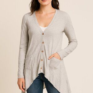 Wilt Women’s Asymmetrical Cardigan Top Long Sleeve Button Front Raw Hem Small
